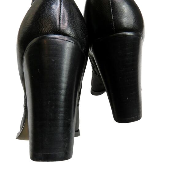 Vintage Nine West Earnest Black Leather Boots Heeled Tall Boot Size 6.5 - Picture 3 of 8